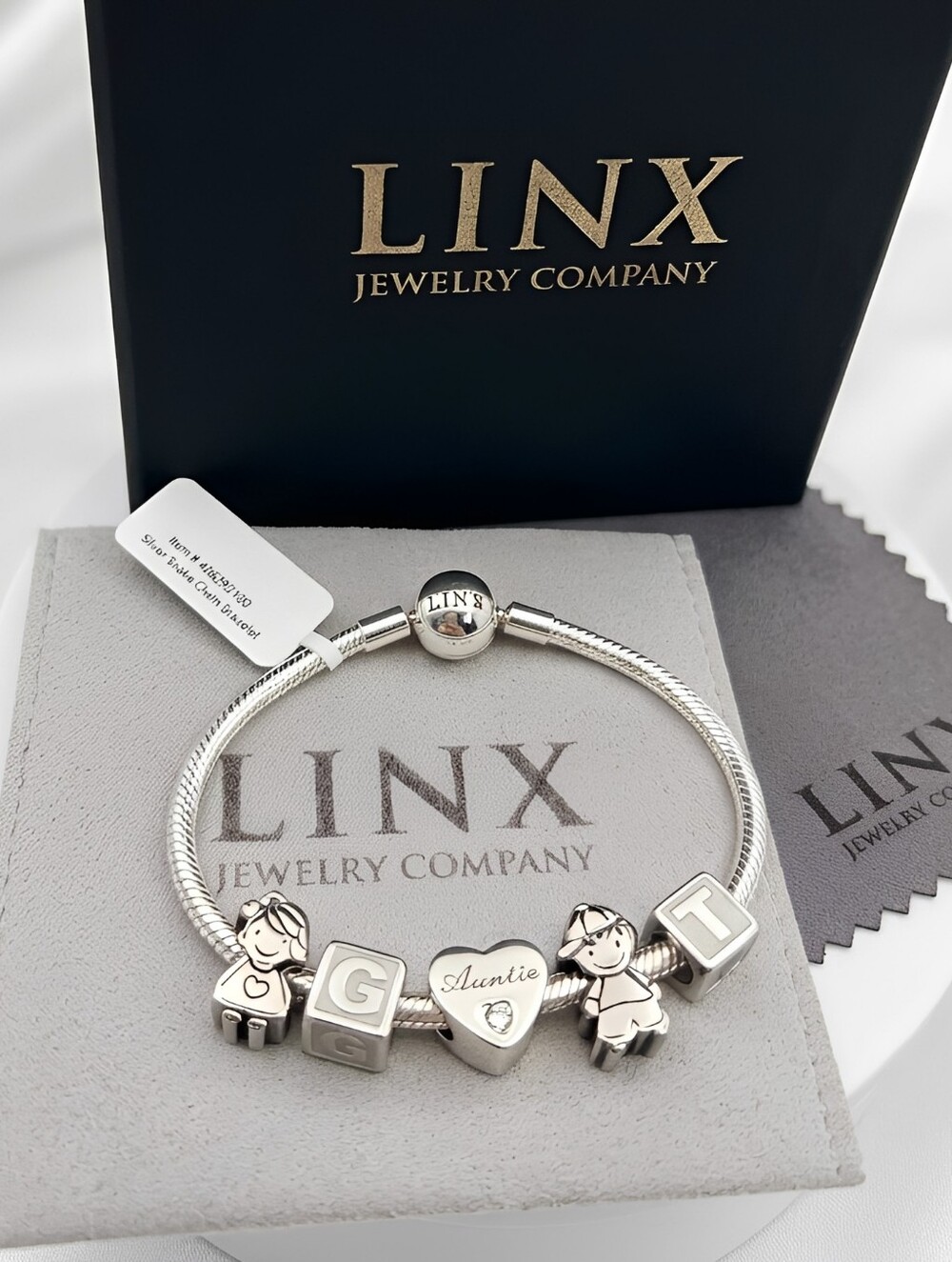 Linx Snake Chain Bracelet With Personalized Auntie Themed Charms